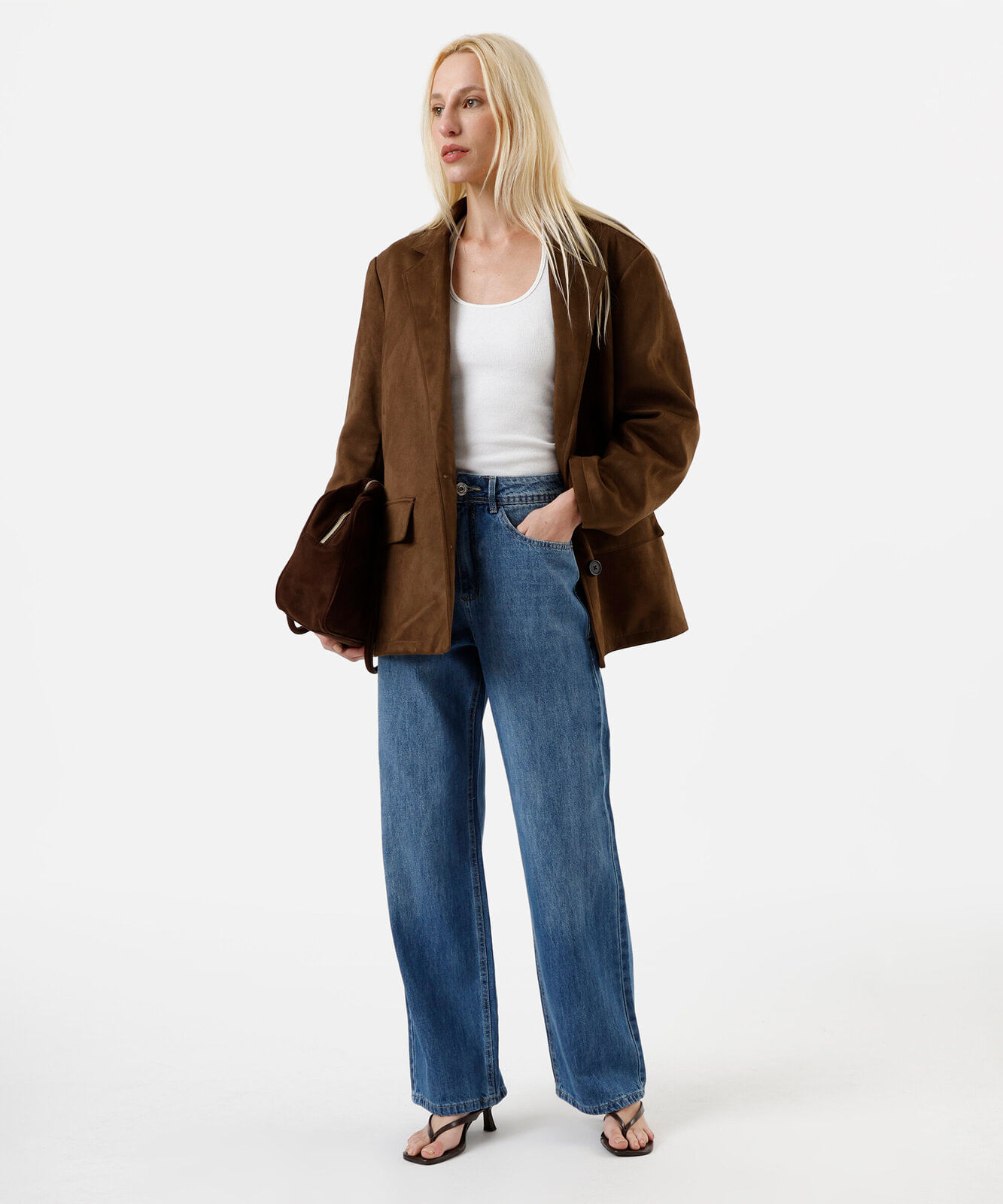 calça wide leg slim feminina jeans azul