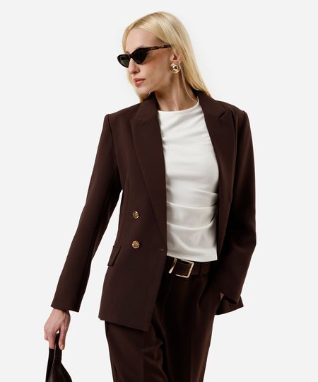 blazer de alfaiataria feminino com viscose marrom M