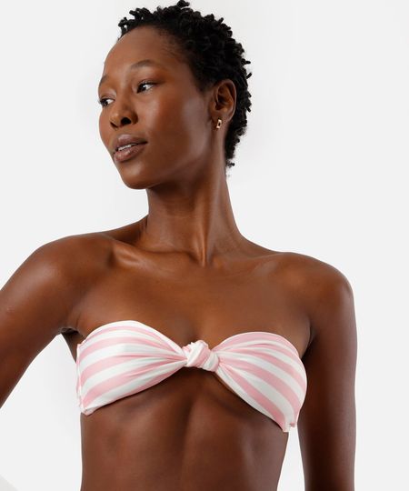 top de biquíni feminino sem alças listra rosa G top de biquíni feminino sem alças listra rosa G