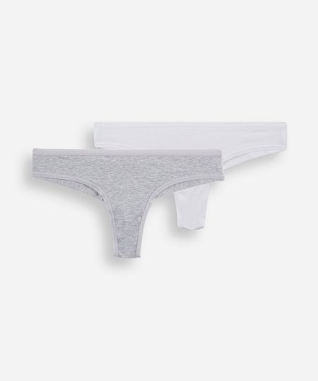 kit de 2 calcinhas fio dental feminino em algodão colorido P