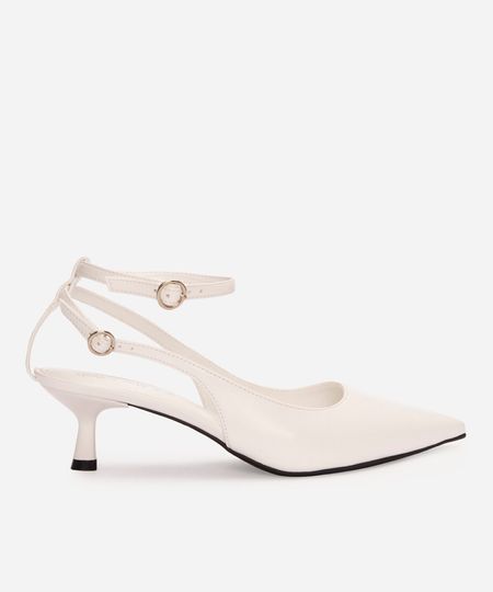 scarpin bico fino salto médio patbo branco 34