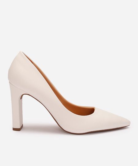 scarpin bico fino salto alto oneself branco 34