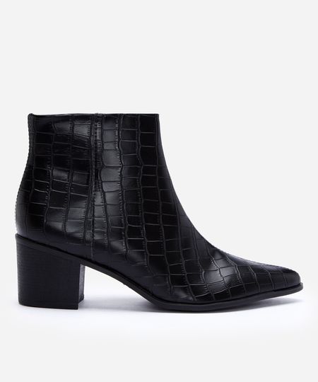 bota western cano curto bico fino croco preta 35