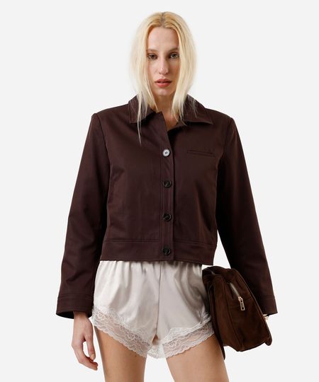 jaqueta feminina de alfaiataria marrom GG