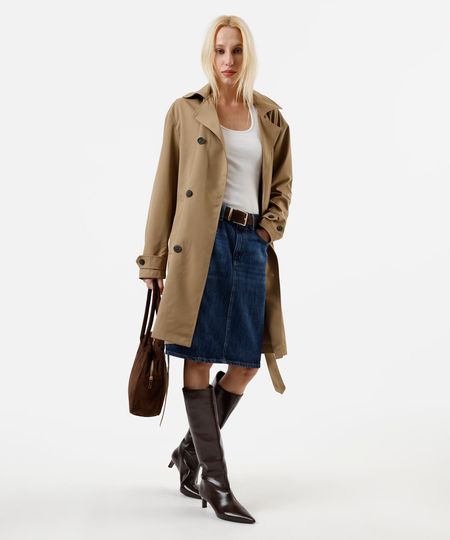 saia midi lápis feminina jeans cintura média azul 36