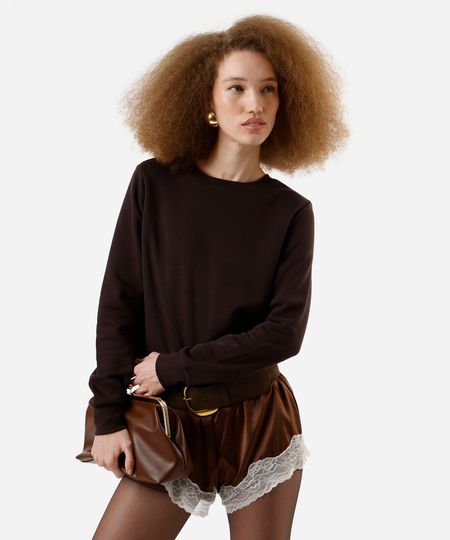 blusa de moletom manga raglan marrom P