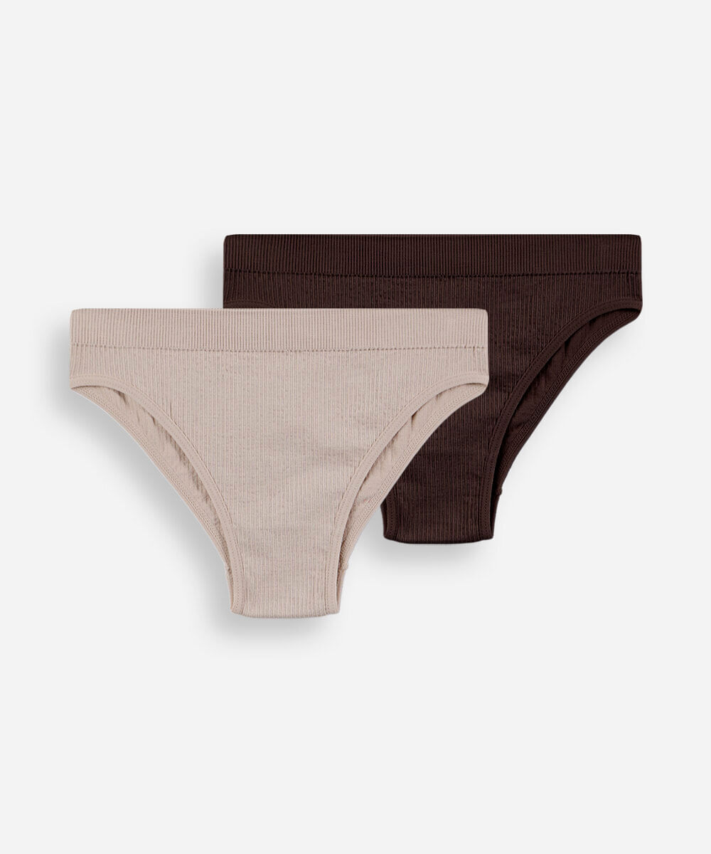 kit de 2 calcinhas biquíni feminino canelada delrio colorido