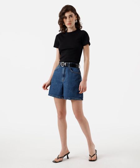 bermuda feminina jeans cintura alta azul 42 bermuda feminina jeans cintura alta azul 42