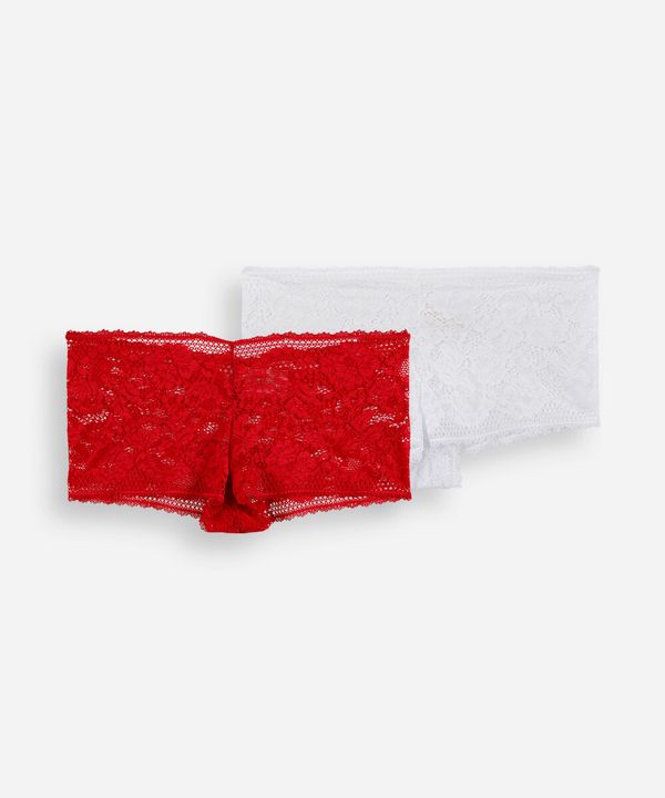 kit de 2 calcinhas caleçon feminino em renda floral colorido GG
