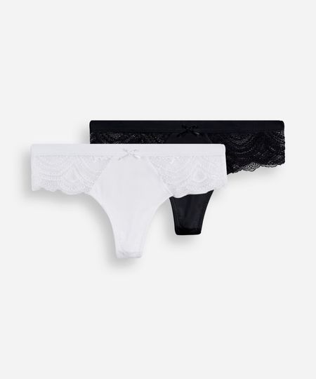 kit de 2 calcinhas fio dental feminino com renda colorido P kit de 2 calcinhas fio dental feminino com renda colorido P