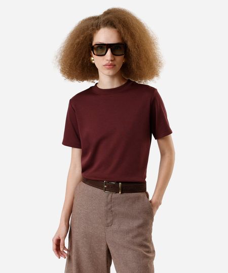 camiseta básica feminina de algodão peruano vinho G