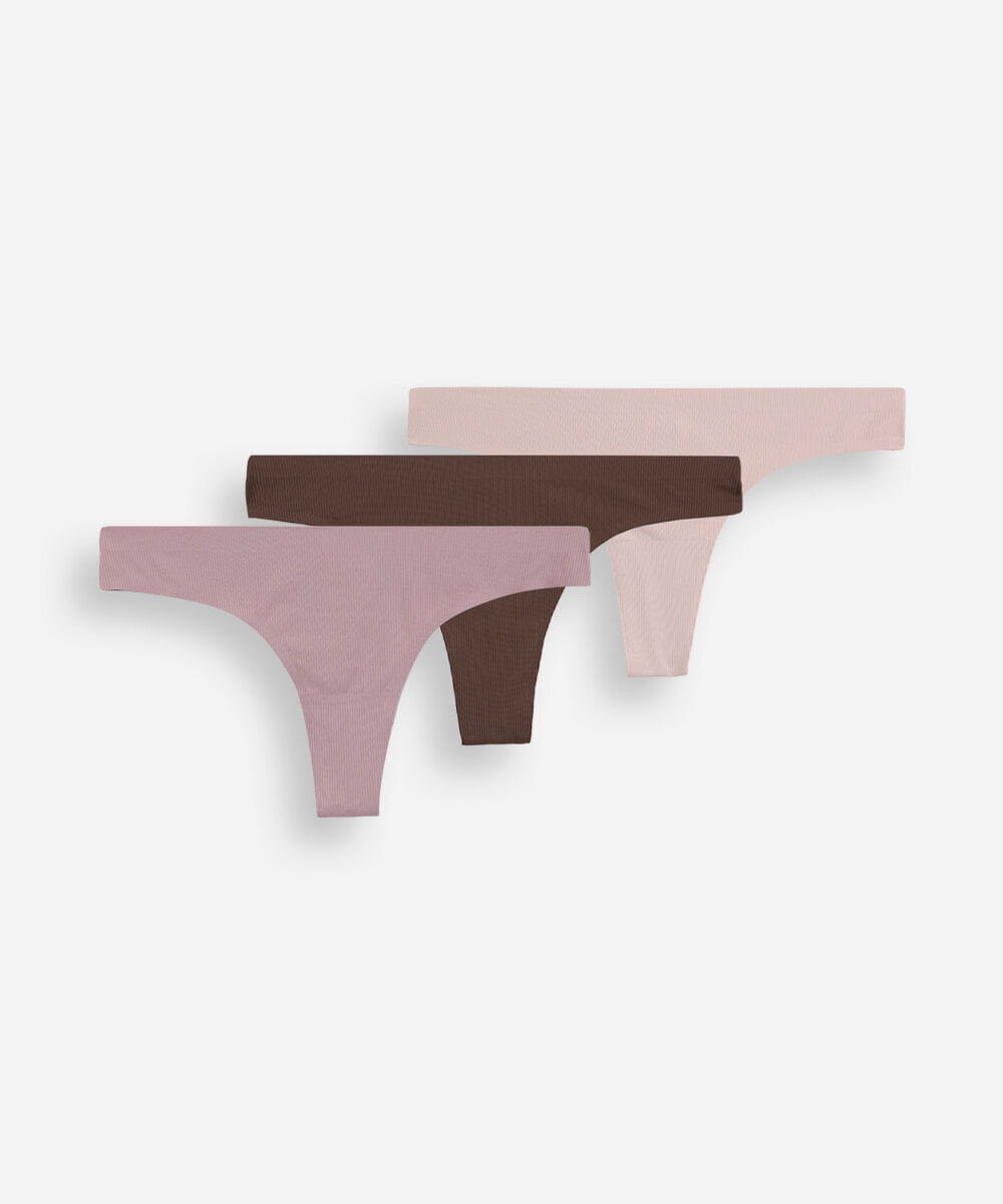 Vista 2 kit de 3 calcinhas fio dental feminino canelada colorido C&A SORTIDO (KIT) C&A SORTIDO (KIT)