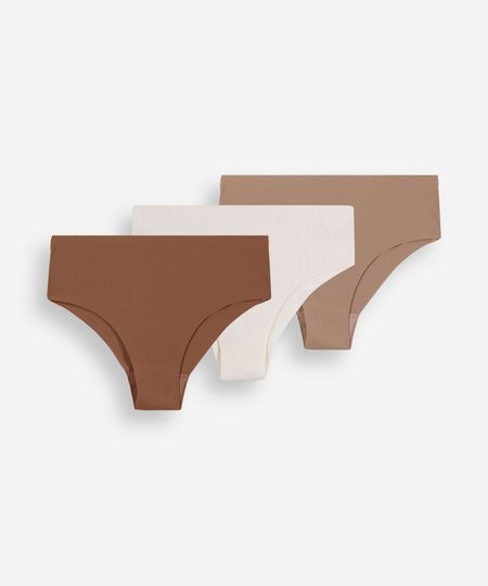 kit de 3 calcinhas lateral larga feminino canelada colorido GG