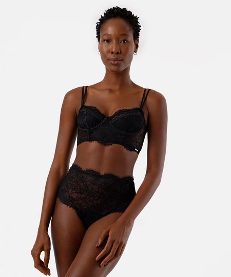 calcinha cintura alta feminina de renda preta G calcinha cintura alta feminina de renda preta G