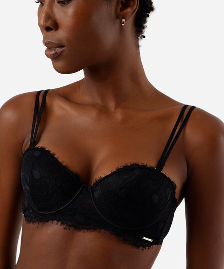 sutiã feminino meia taça alças removíveis de renda preto 40 sutiã feminino meia taça alças removíveis de renda preto 40
