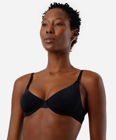 sutiã meia taça em microfibra sem bojo preto 42