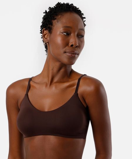 sutiã feminino top de poliamida delrio marrom 46