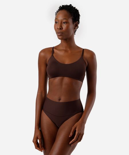 calcinha feminina cintura alta delrio marrom M