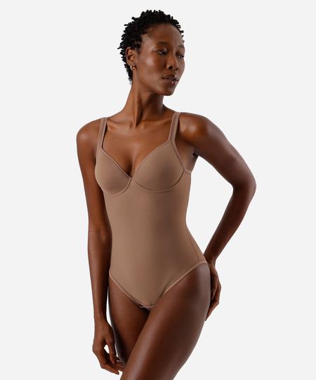 body modelador feminino com bojo delrio marrom 44