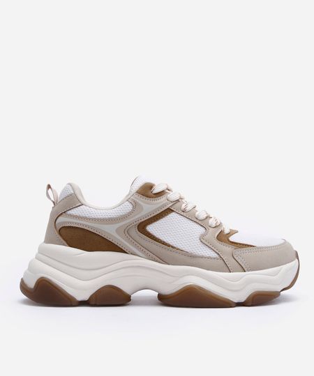 tênis chunky com recortes bege 34