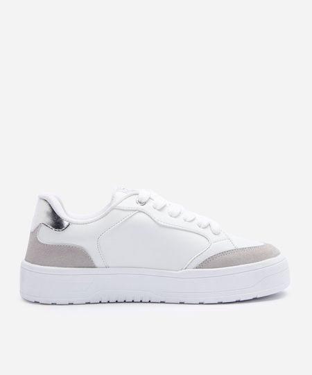 tênis casual feminino com recortes branco 37