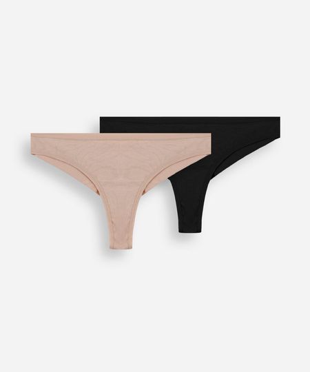 kit de 2 calcinhas fio dental feminino em algodão colorido GG