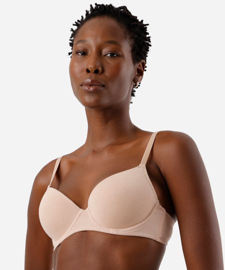 sutiã básico feminino em algodão com bojo bege 40