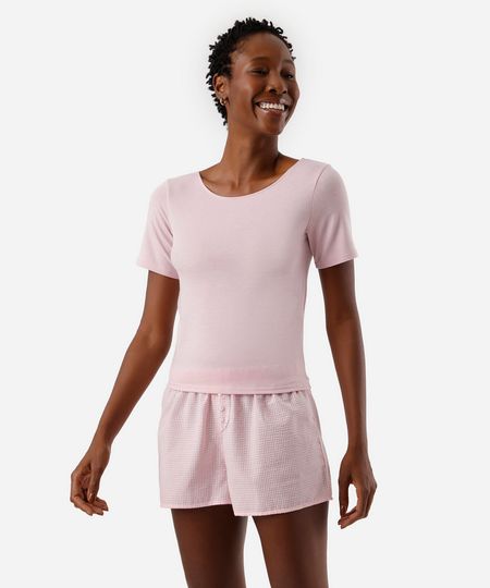 short de pijama boxer listrado rosa P