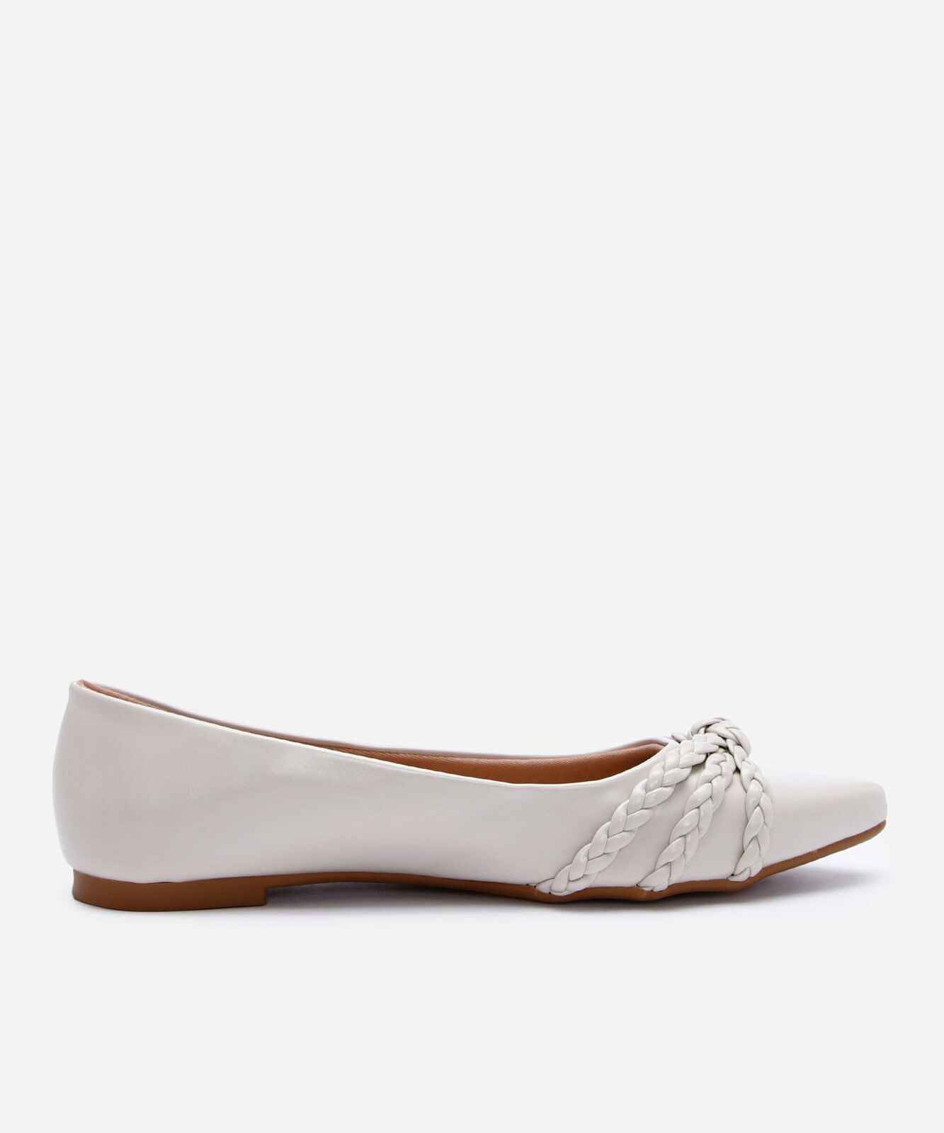 sapatilha bico fino trançada off white