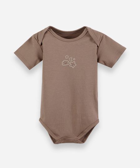 body infantil de algodão peruano céu marrom 0-3 body infantil de algodão peruano céu marrom 0-3