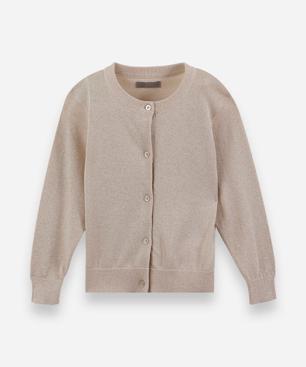 cardigan infantil com lurex dourado
