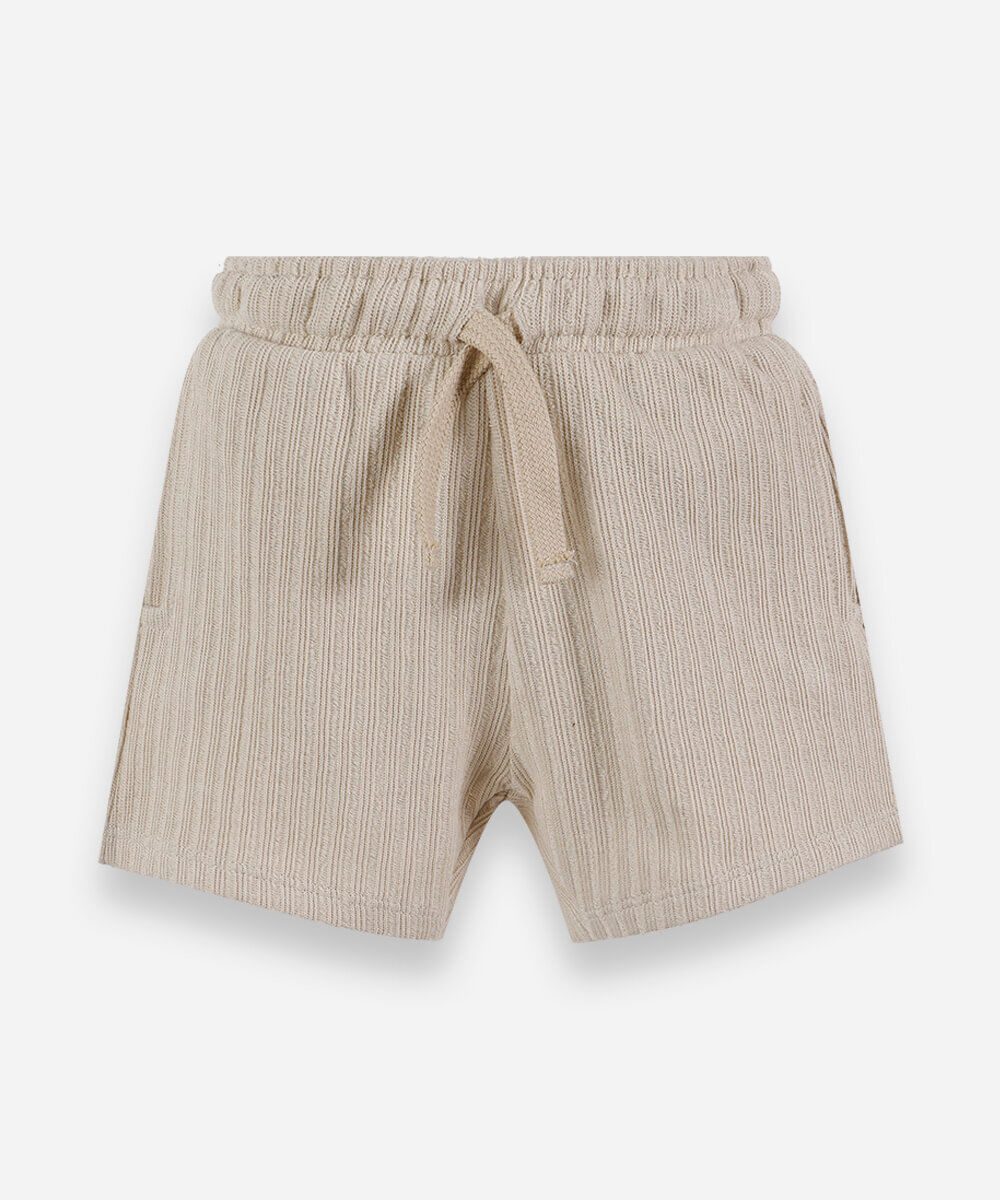 short infantil malha texturizada bege
