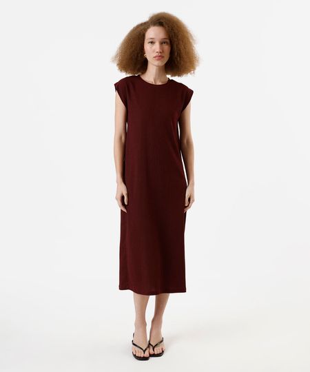 vestido midi feminino muscle tee texturizado vinho P