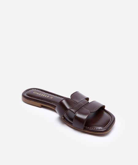 rasteirinha feminina com recorte oneself marrom 34