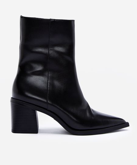 bota cano médio bico fino salto grosso preta 38 bota cano médio bico fino salto grosso preta 38