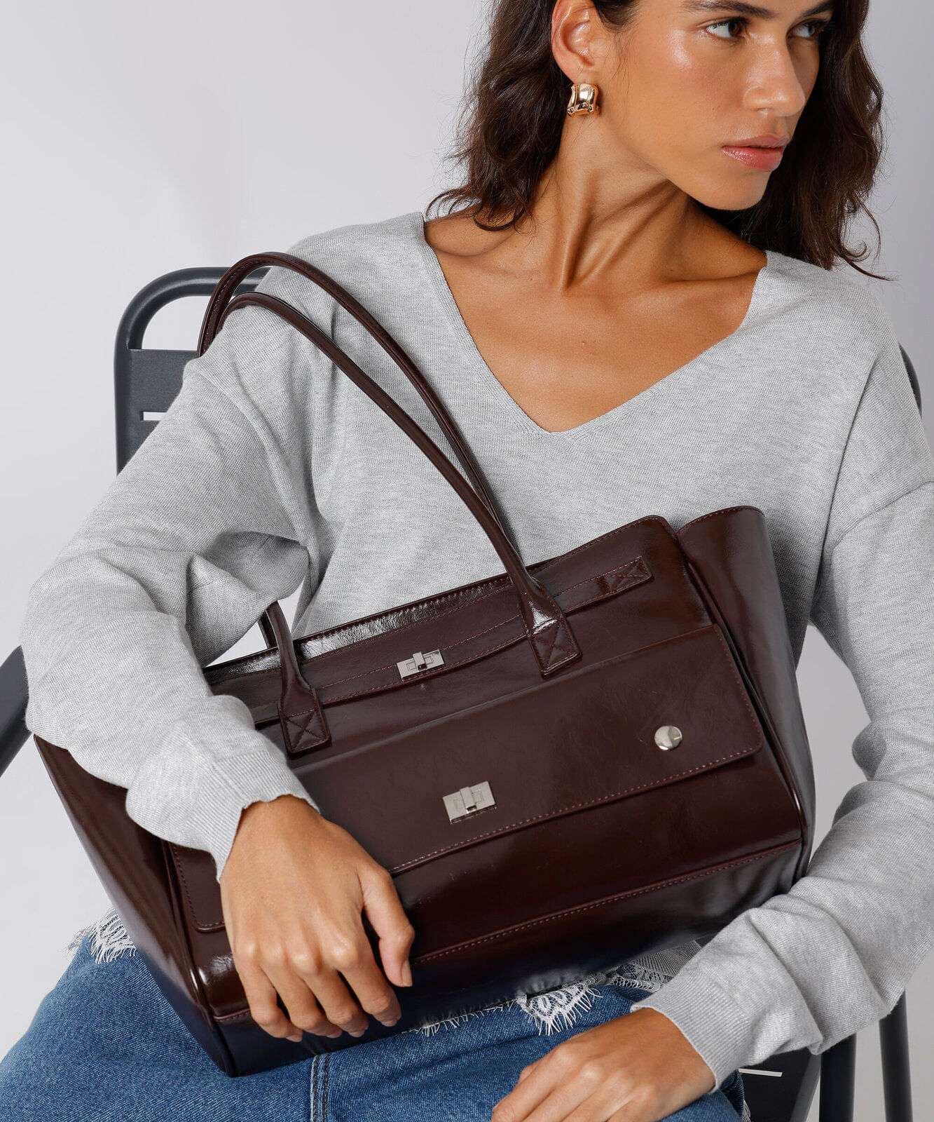 bolsa estruturada mindset marrom