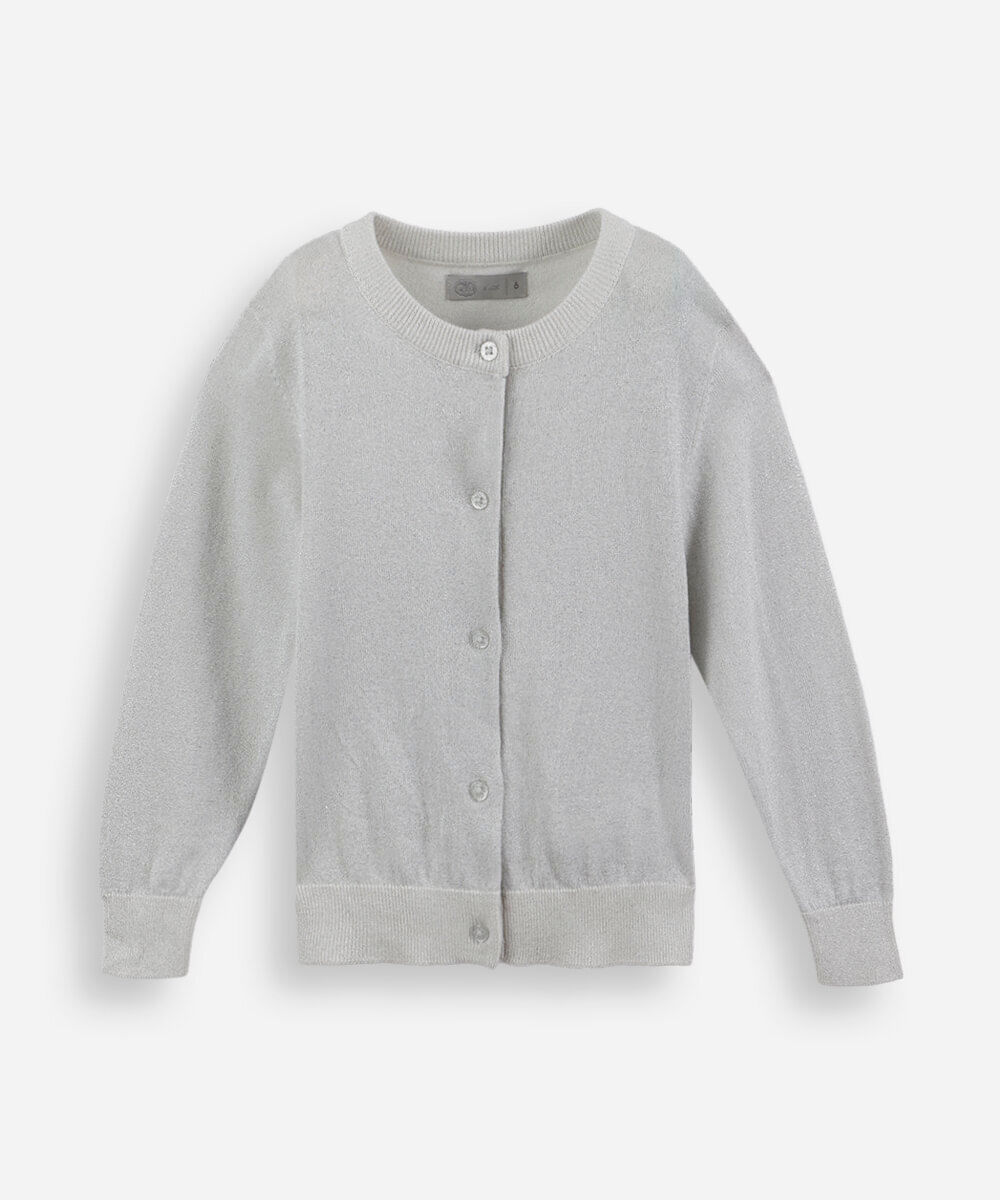 cardigan infantil com lurex prata