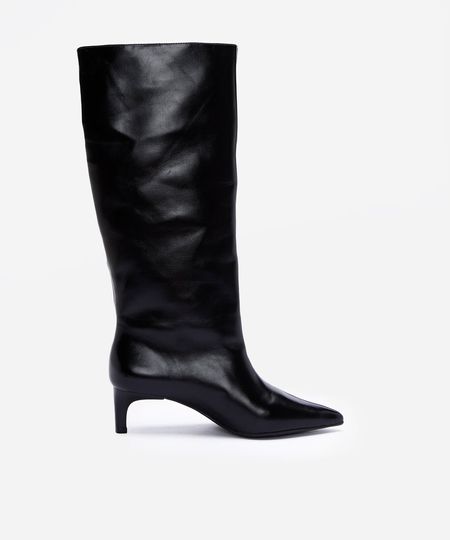 bota feminina cano médio salto kitten preto 36