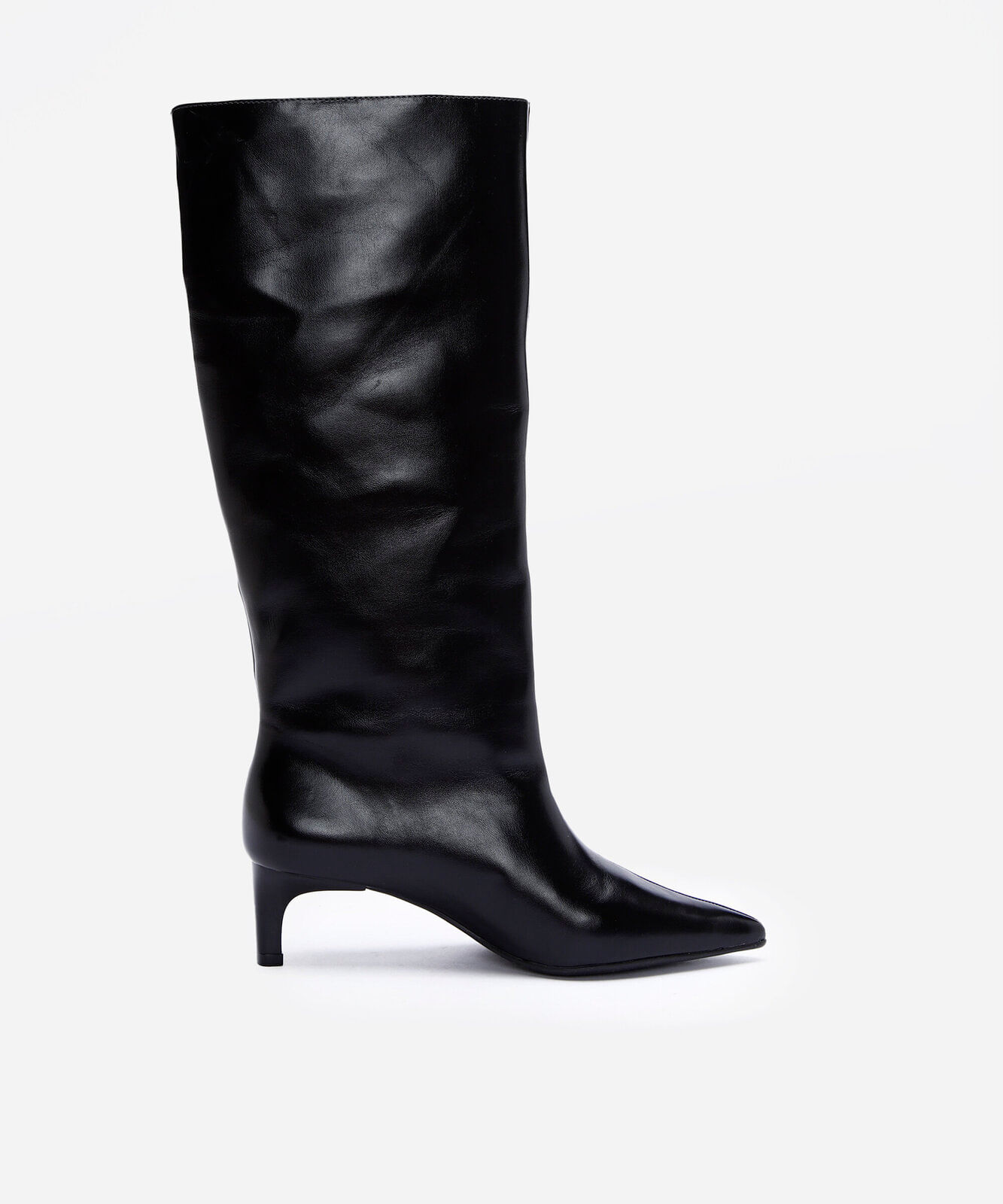 bota feminina cano médio salto kitten preto