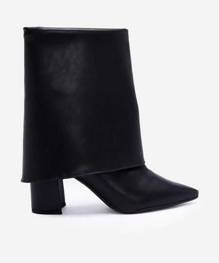 bota feminina com dobra e salto bloco preto 34