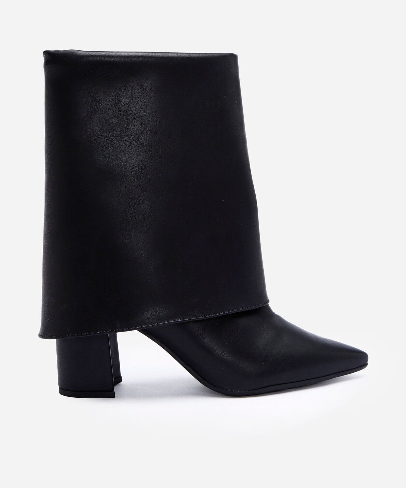 bota feminina com dobra e salto bloco preto