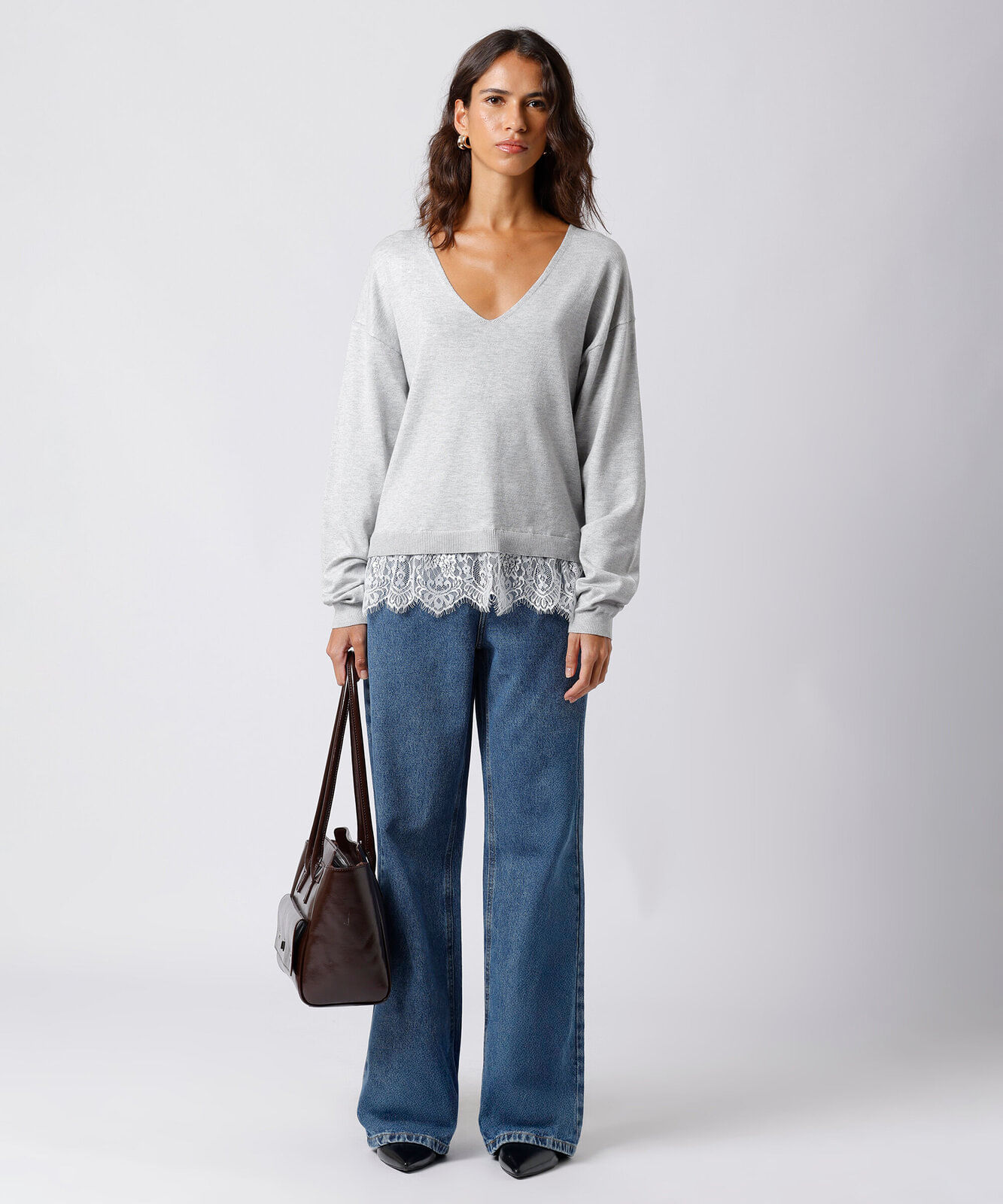 calça reta feminina jeans mindset azul