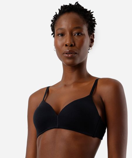 sutiã triângulo feminino em algodão com bojo preto 48