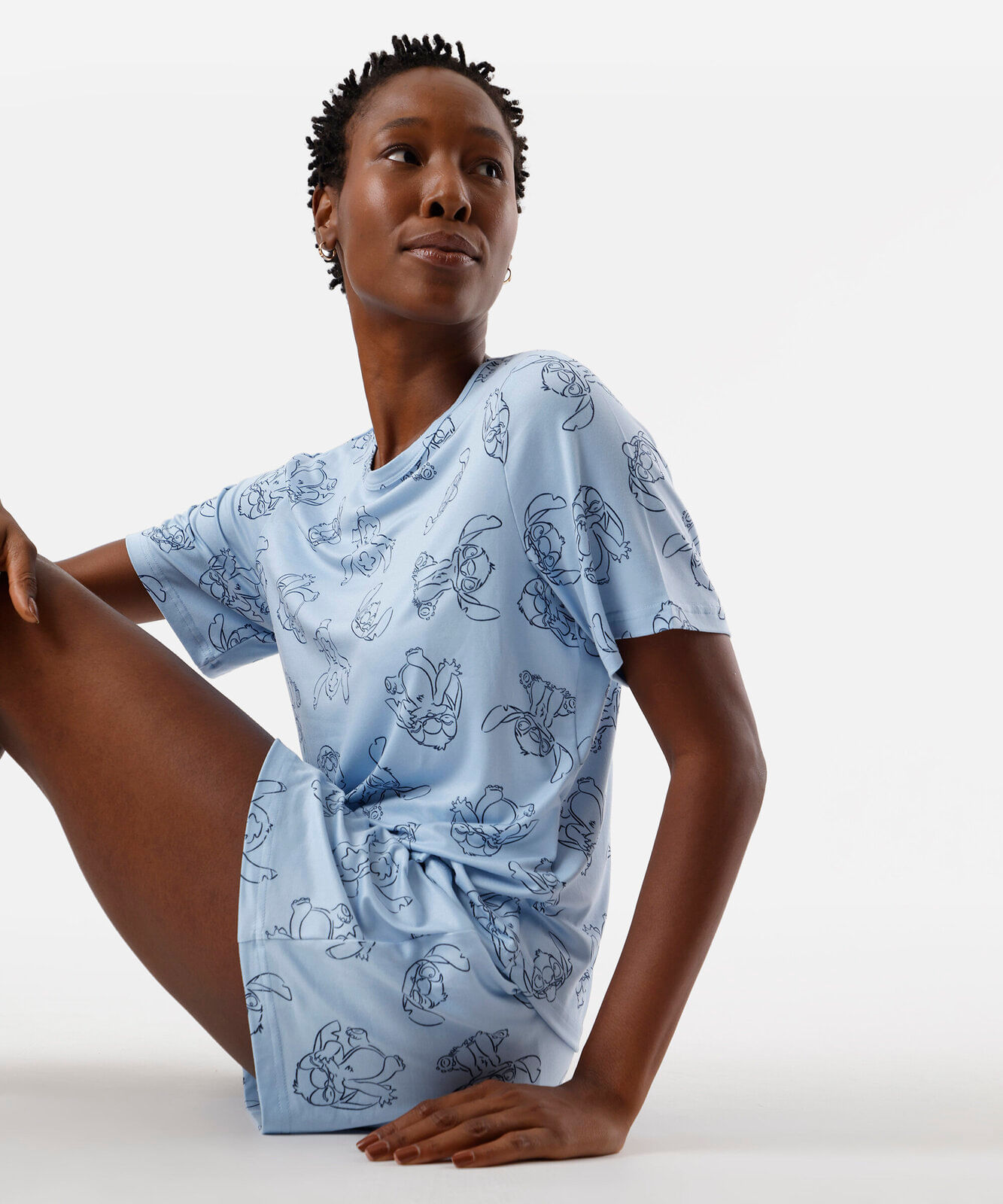 Vista 2 pijama short doll feminino stitch azul C&A Azul Claro C&A Azul Claro