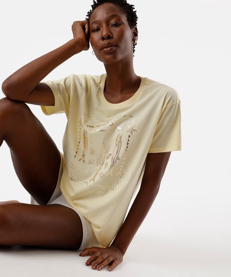 camisetão de pijama feminino sardinha amarelo PP