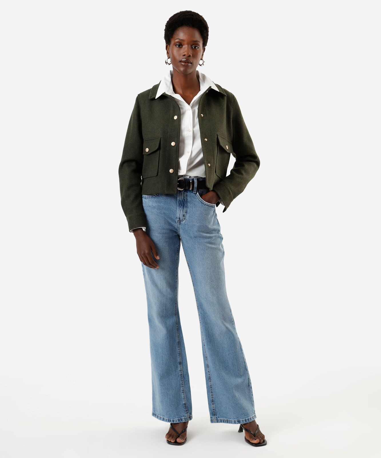 calça flare feminina jeans cintura alta azul