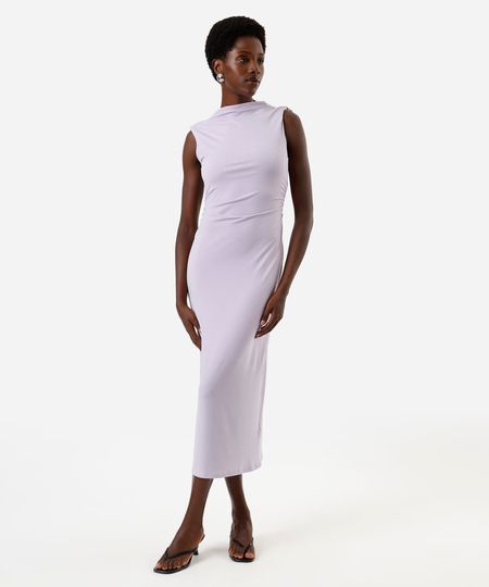 vestido feminino gola alta com degagê lilás PP
