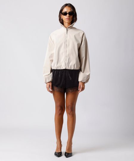 short estilo pijama feminino em veludo com renda mindset preto G