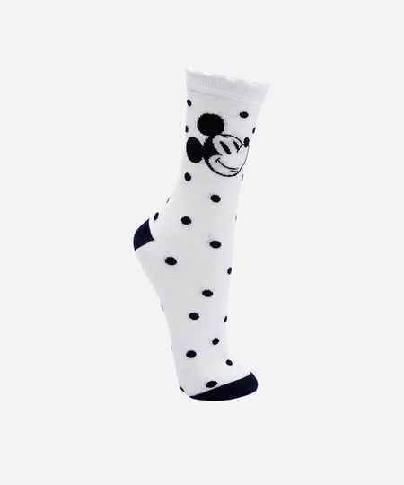 meia cano alto poá mickey off white 34-39
