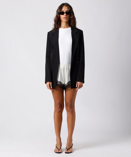 short estilo pijama feminino com renda acetinado mindset off white G short estilo pijama feminino com renda acetinado mindset off white G